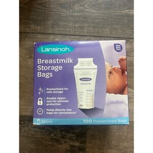 Lansinoh Breastmilk Storage Bags 100 Ct Presterilized BPA BPS Free Double Zipper
